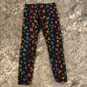 Terez rainbow metallic cheetah print leggings